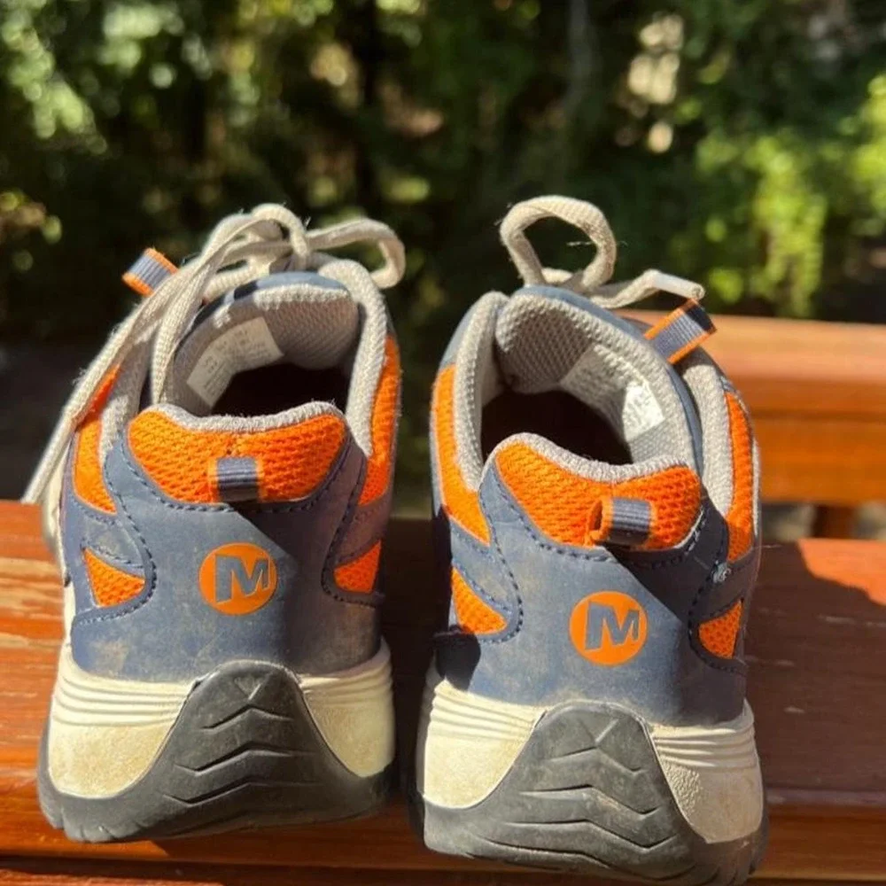 Merrell Moab FST Low Waterproof Hiking Sneakers Navy Orange Youth 1M